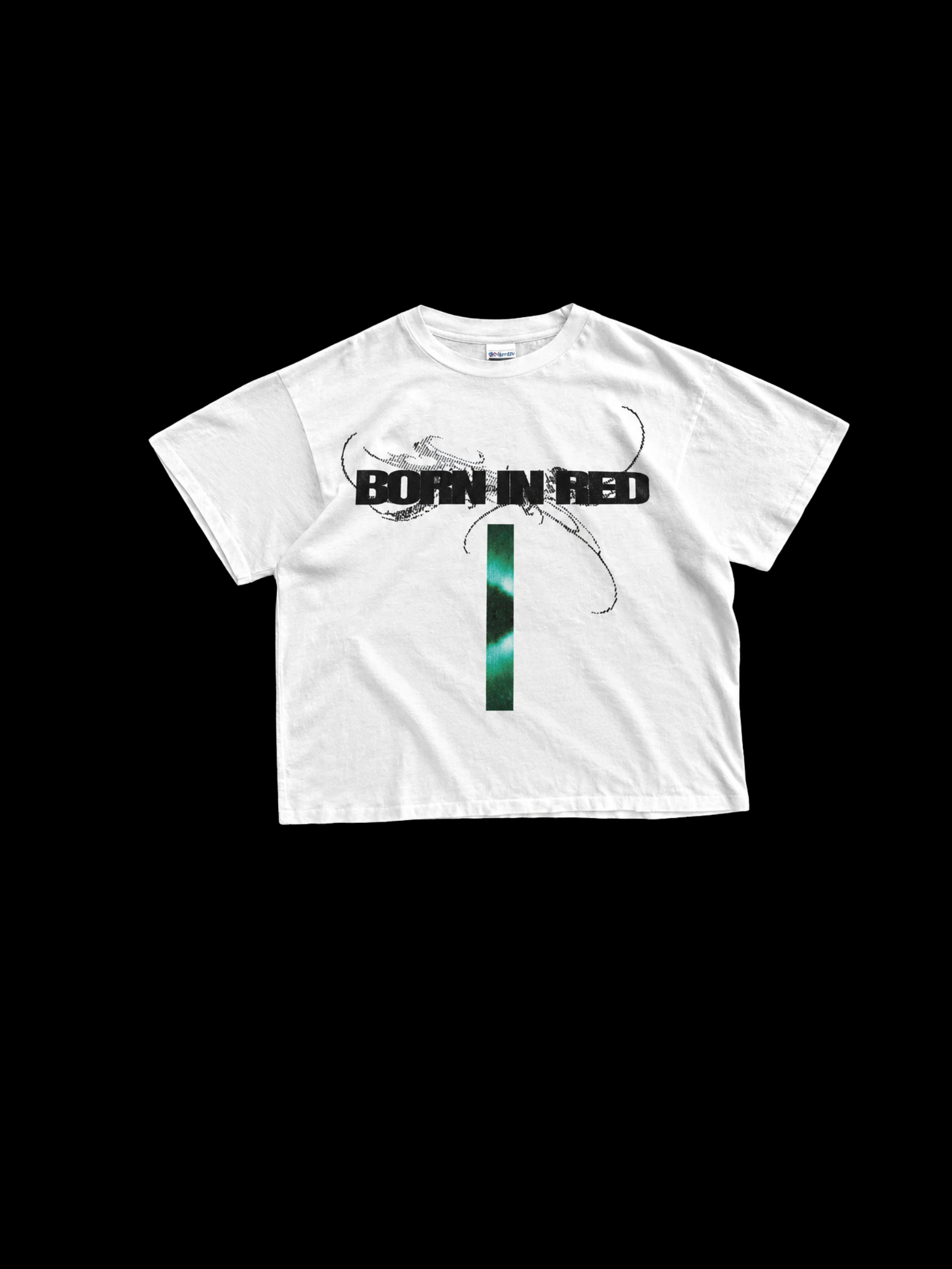 White BORN IN RED graphic tee